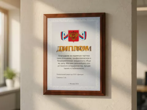 плакетка наградная а4 на дереве с текстурой кожи — диплом